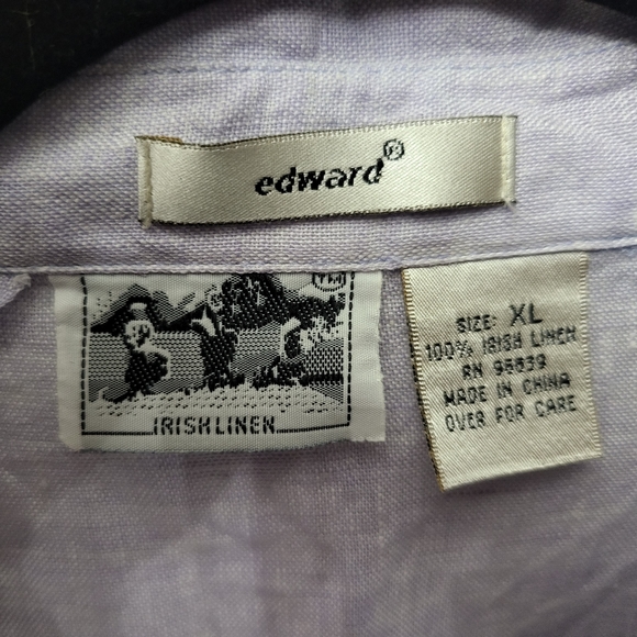 Irish Linen button shirt (bluish/lilac) - Picture 6 of 6